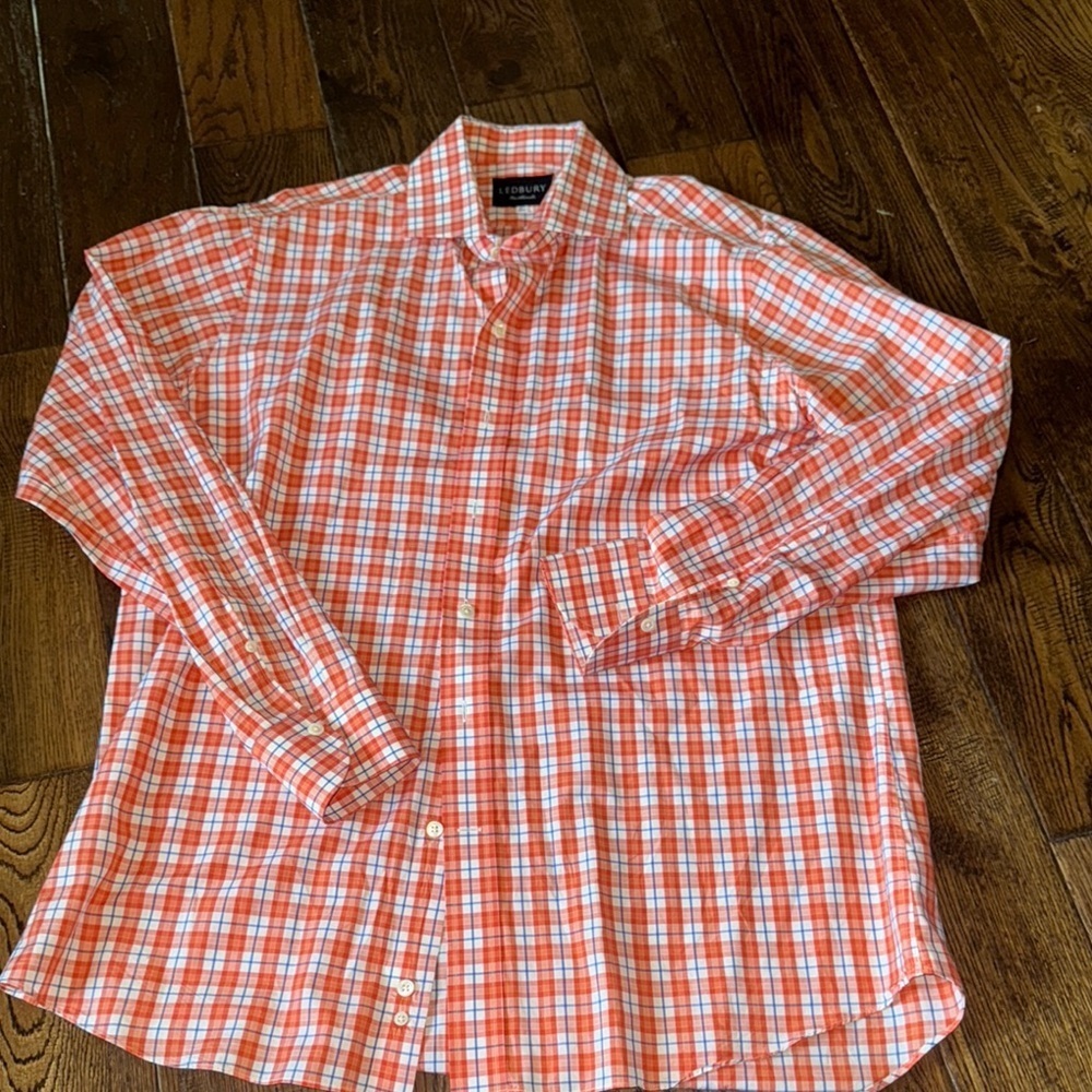 Ledbury Orange Plaid Button Down Long Sleeve Shirt